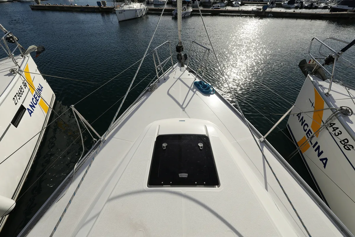 Deck of Sun Course, a Bavaria Cruiser 37 sailboat at Grad Biograd na Moru, Croatia
