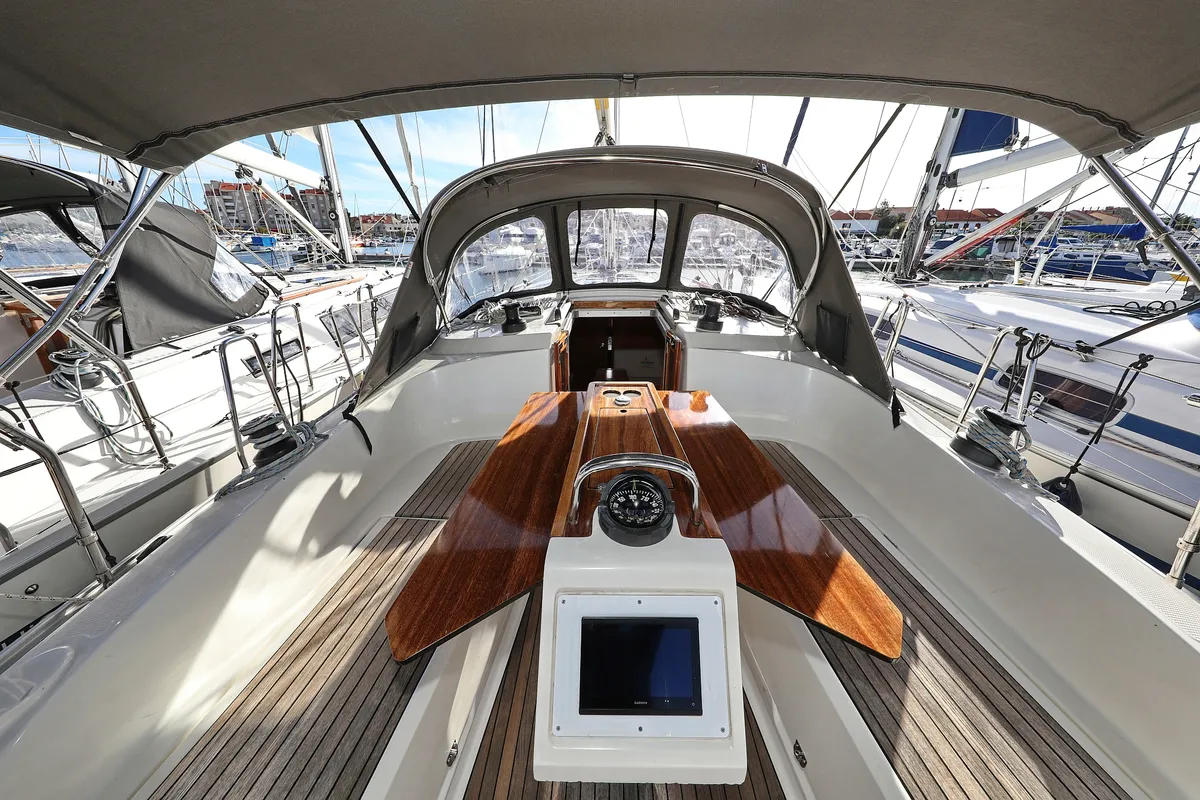 Cockpit of Sun Course, a Bavaria Cruiser 37 sailboat at Grad Biograd na Moru, Croatia