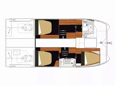 Floor plan of Rossinante, a Fountaine Pajot MY37 catamaran at Cogolin, France
