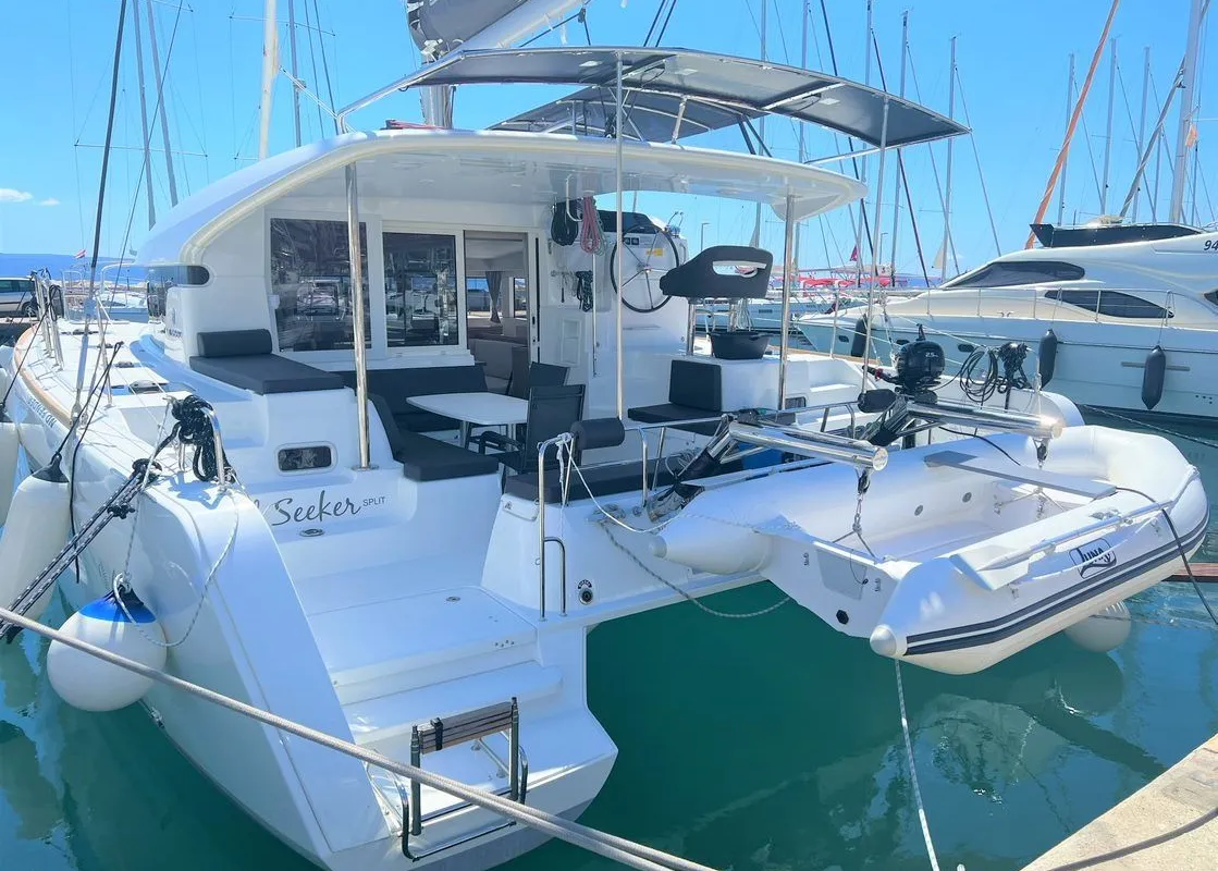 Exterior view of Wind Seeker, a Lagoon 40 catamaran at Split, Croatia