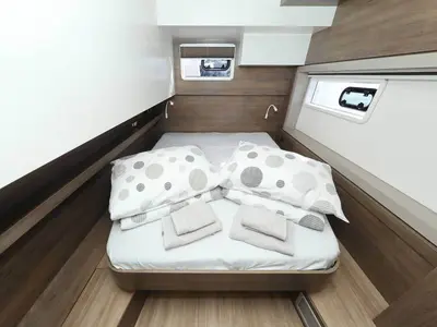 Cabin on Beau Loup, a Bali 4.4 catamaran at Roche Caiman, Seychelles