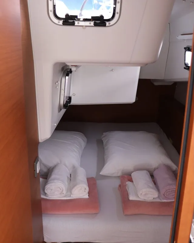 Cabin on Bura Kiss, a Jeanneau Sun Odyssey 380 sailboat at Dubrovnik, Croatia