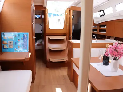 Salon of Bura Kiss, a Jeanneau Sun Odyssey 380 sailboat at Dubrovnik, Croatia