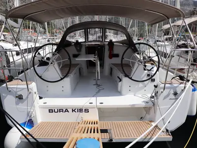Cockpit of Bura Kiss, a Jeanneau Sun Odyssey 380 sailboat at Dubrovnik, Croatia