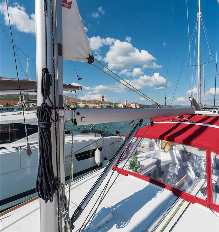 Exterior view of RUSALKA, a Beneteau Oceanis 38 sailboat at Općina Medulin, Croatia