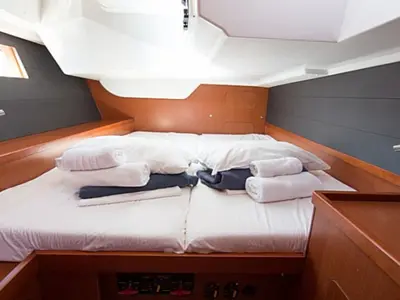 Cabin on INVICTUS, a Beneteau Oceanis 48 sailboat at Skiathos, Greece