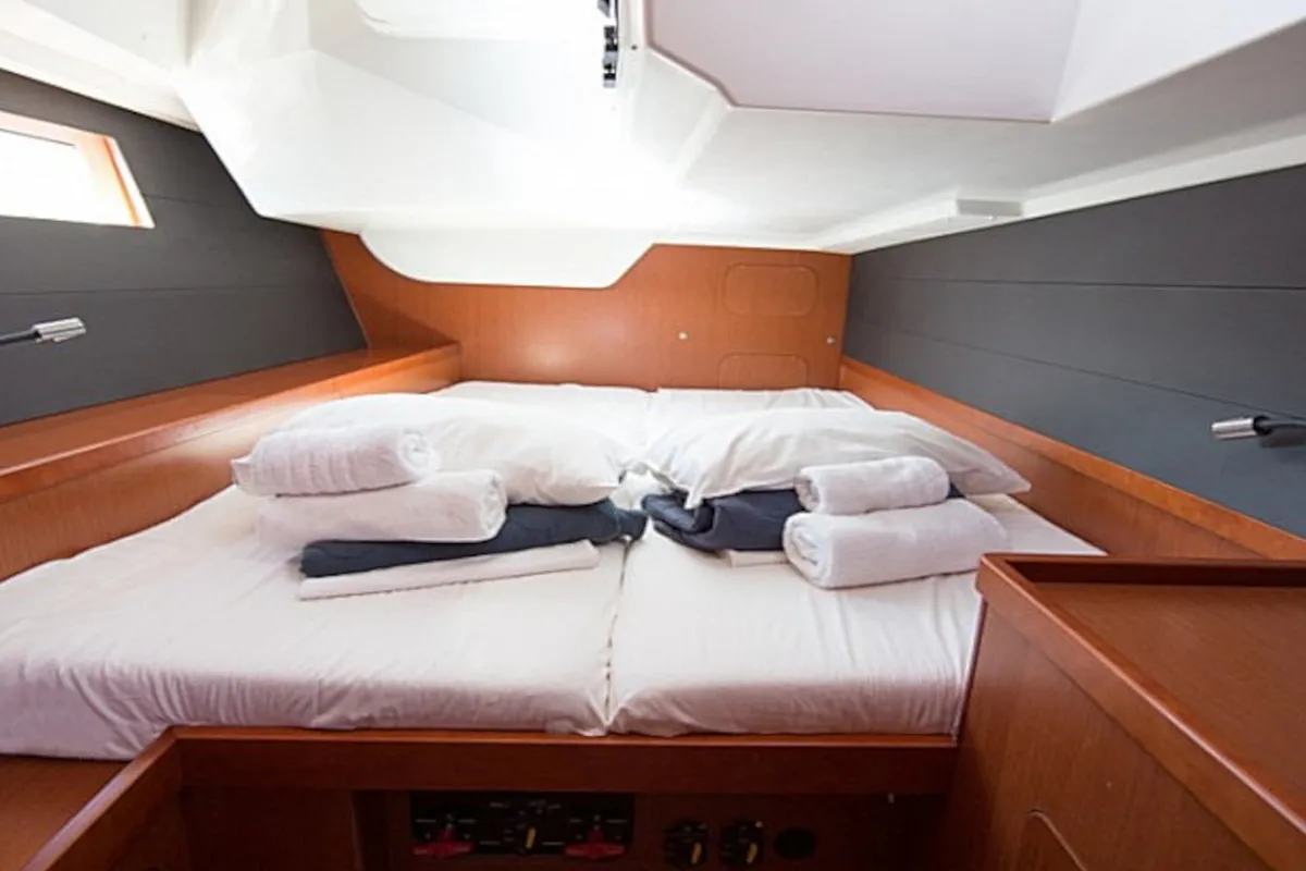 Cabin on INVICTUS, a Beneteau Oceanis 48 sailboat at Skiathos, Greece