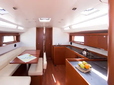Galley of INVICTUS, a Beneteau Oceanis 48 sailboat at Skiathos, Greece