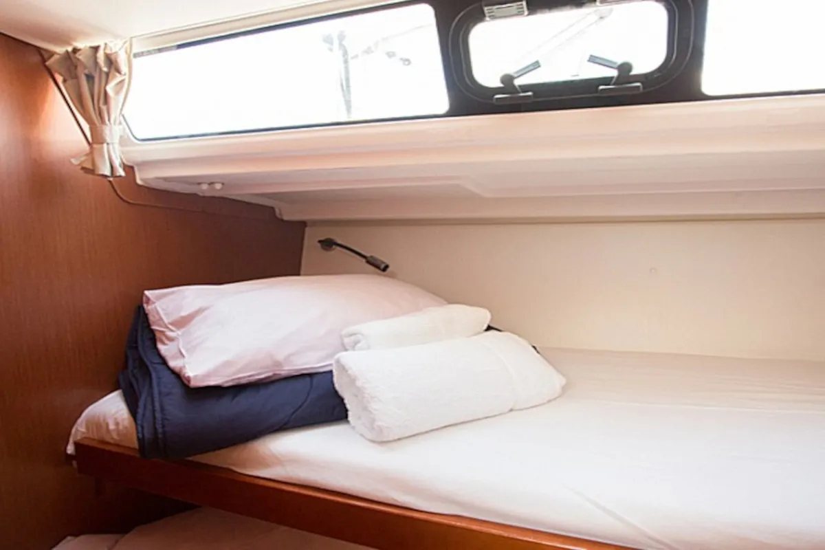 Cabin on INVICTUS, a Beneteau Oceanis 48 sailboat at Skiathos, Greece