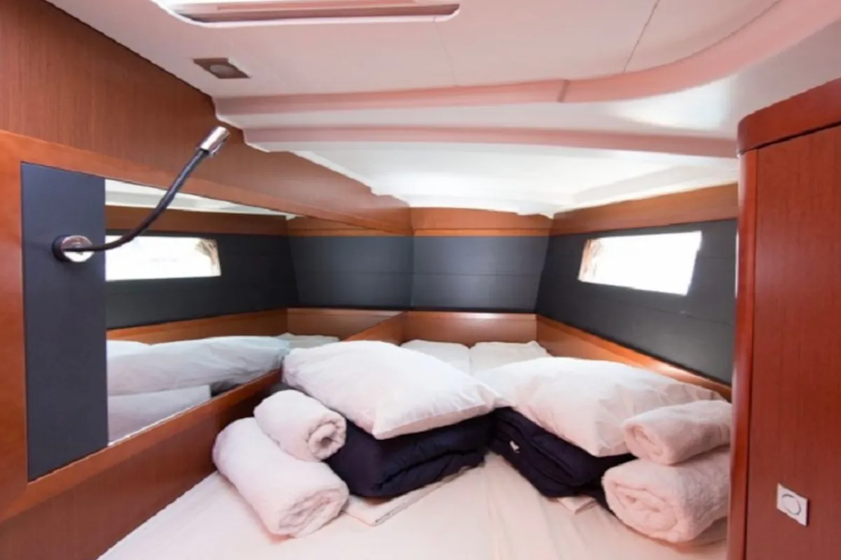 Cabin on INVICTUS, a Beneteau Oceanis 48 sailboat at Skiathos, Greece