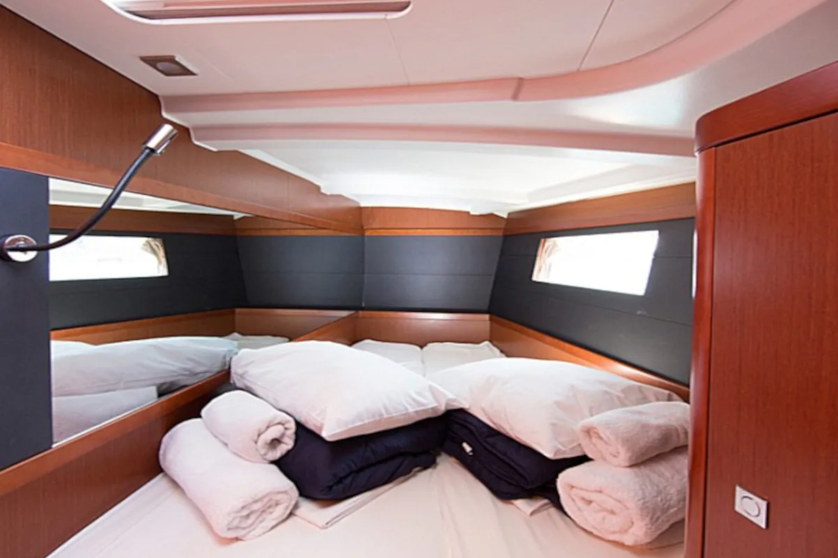 Cabin on INVICTUS, a Beneteau Oceanis 48 sailboat at Skiathos, Greece