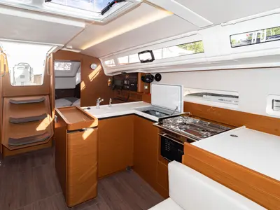 Galley of Sea Pearl, a Jeanneau Sun Odyssey 410 sailboat at Palma de Mallorca, Spain