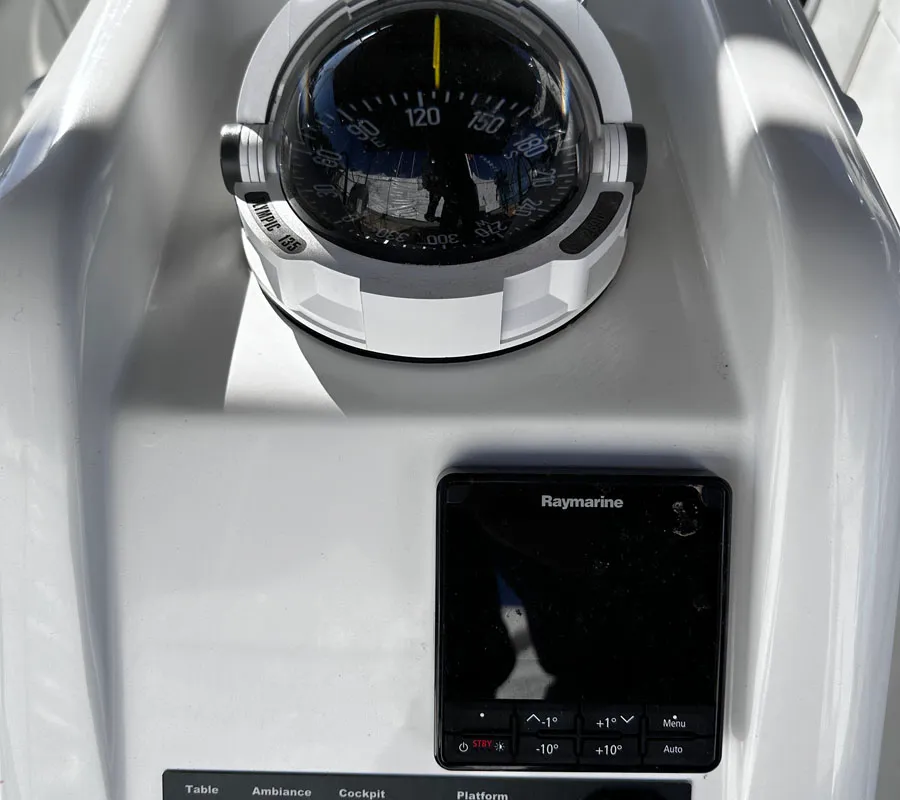 Cockpit of Sea Pearl, a Jeanneau Sun Odyssey 410 sailboat at Palma de Mallorca, Spain
