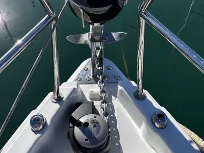 Deck of Sea Pearl, a Jeanneau Sun Odyssey 410 sailboat at Palma de Mallorca, Spain