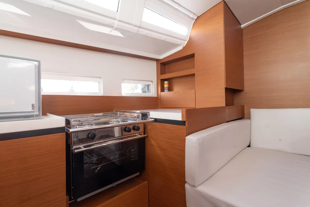 Galley of Sea Pearl, a Jeanneau Sun Odyssey 410 sailboat at Palma de Mallorca, Spain