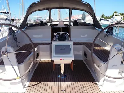 Cockpit of MH 49, a Bavaria Cruiser 46 sailboat at Murter, Croatia