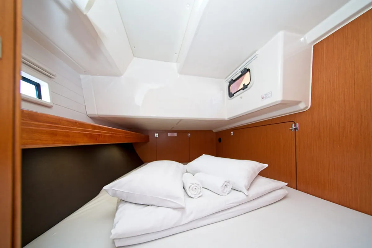 Cabin on MH 49, a Bavaria Cruiser 46 sailboat at Murter, Croatia