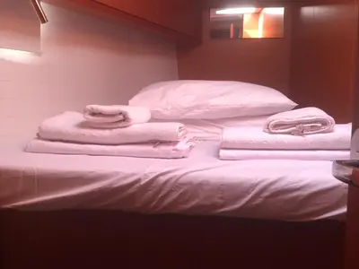 Cabin on Topcu, a Bavaria Cruiser 46 sailboat at Fethiye, Turkey