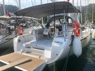 Cockpit of Topcu, a Bavaria Cruiser 46 sailboat at Fethiye, Turkey