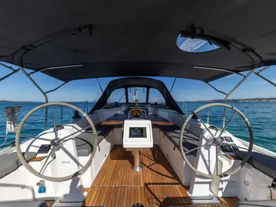 Cockpit of Martini, a Bavaria C38 sailboat at Zadar, Croatia