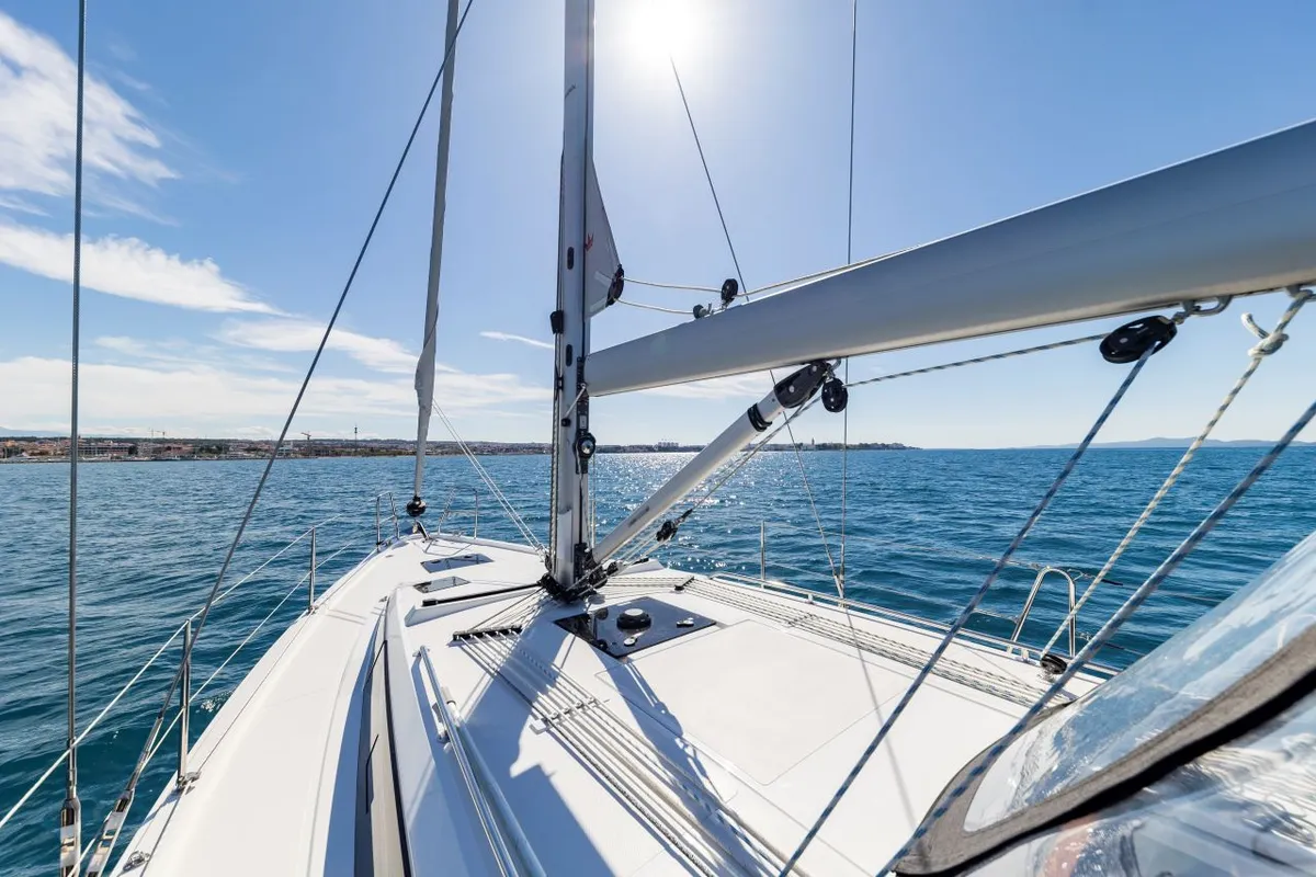 Deck of Martini, a Bavaria C38 sailboat at Zadar, Croatia