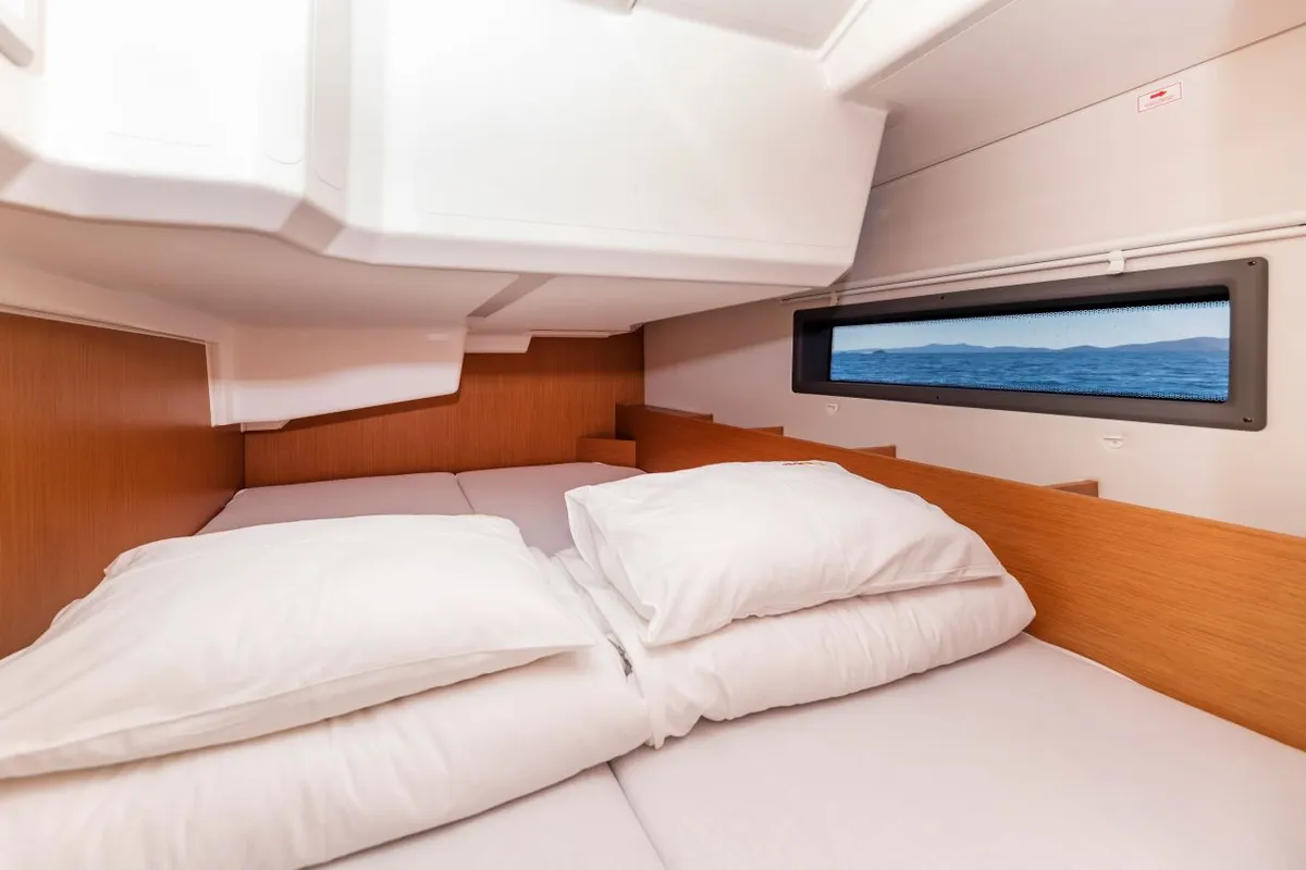 Cabin on Martini, a Bavaria C38 sailboat at Zadar, Croatia