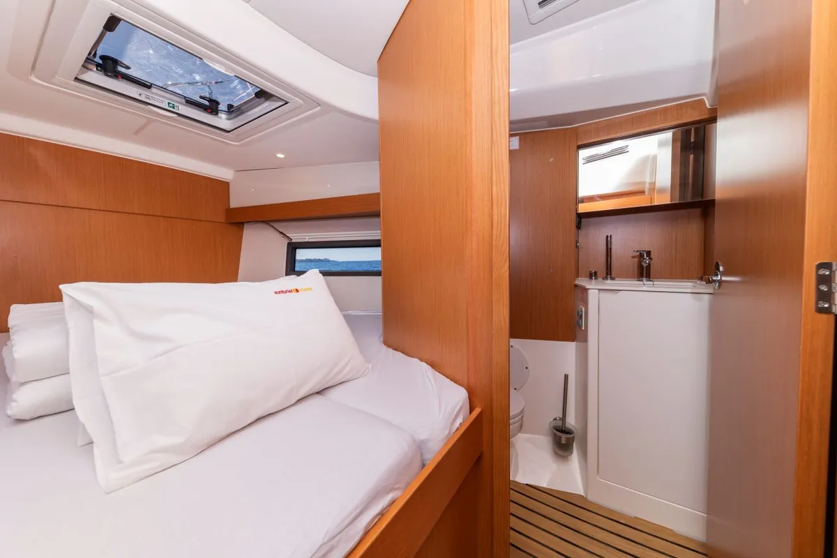 Cabin on Martini, a Bavaria C38 sailboat at Zadar, Croatia