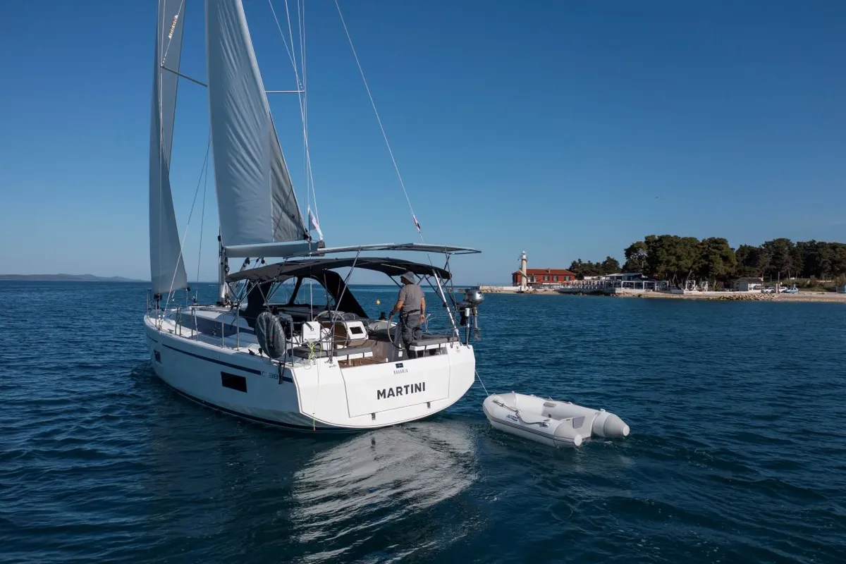 Exterior view of Martini, a Bavaria C38 sailboat at Zadar, Croatia