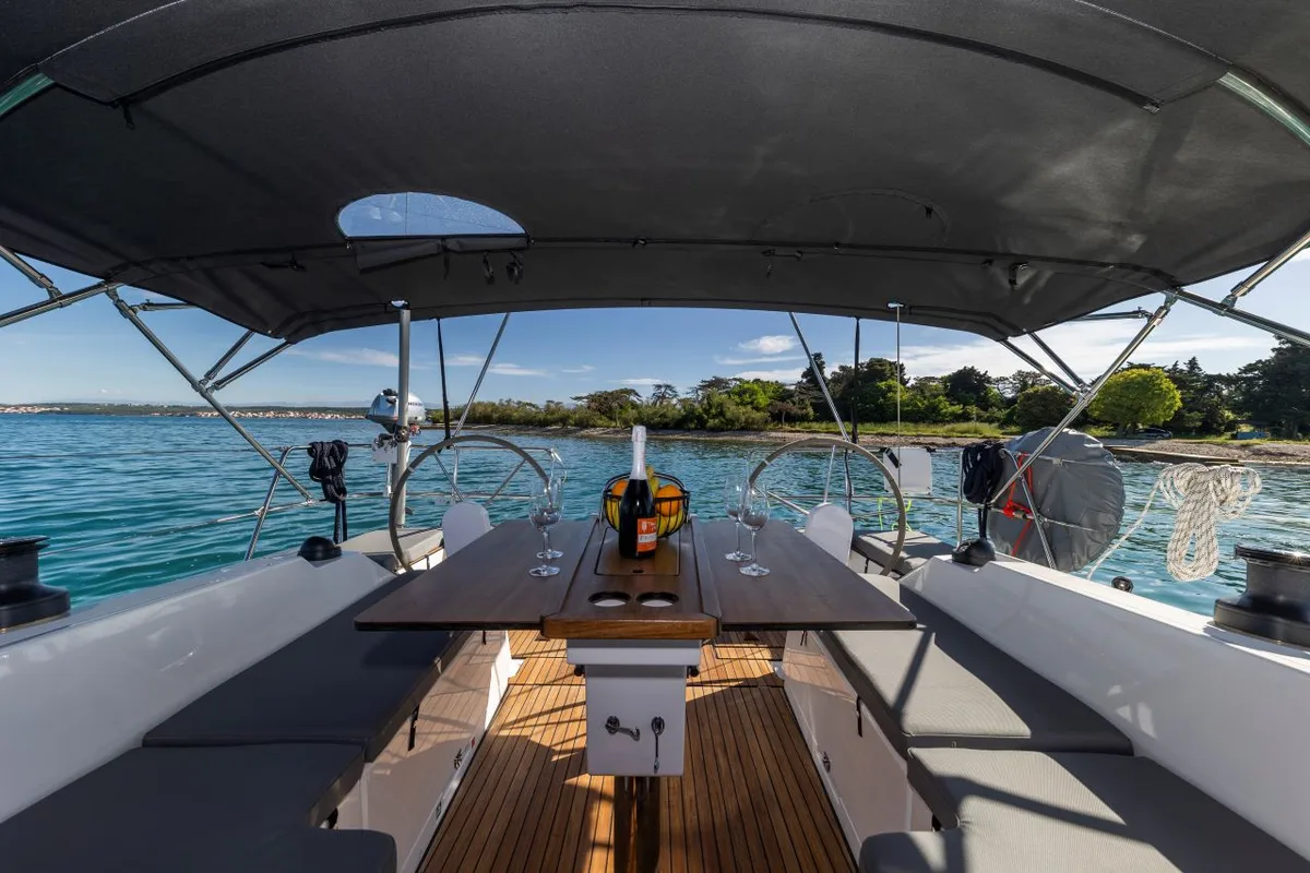 Deck of Martini, a Bavaria C38 sailboat at Zadar, Croatia
