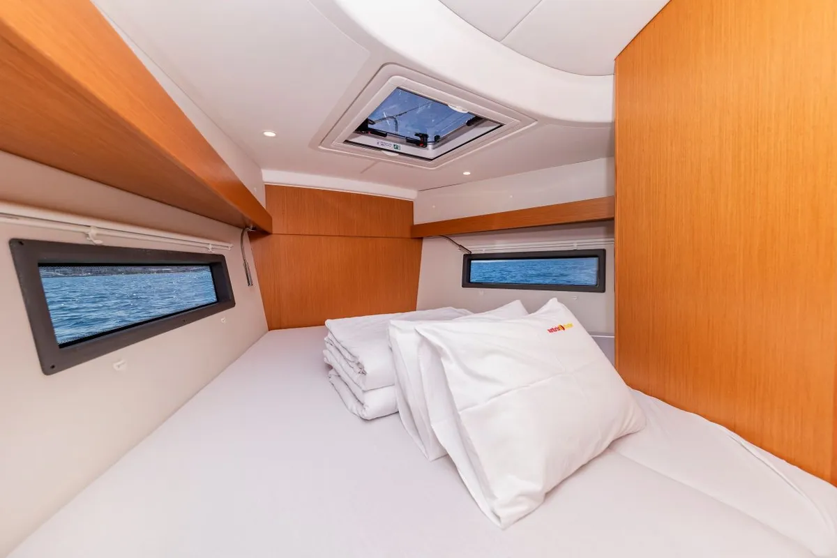 Cabin on Martini, a Bavaria C38 sailboat at Zadar, Croatia