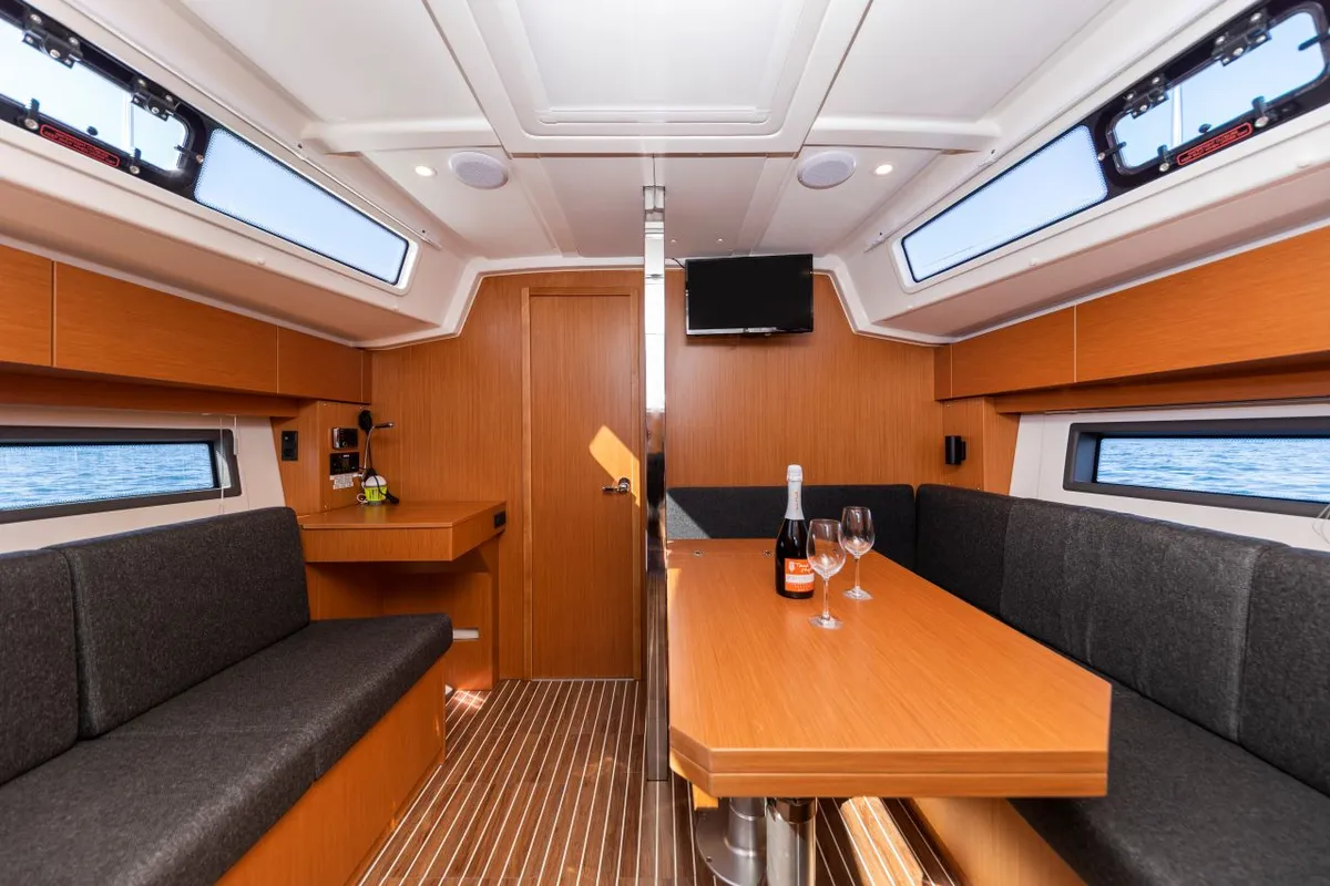 Salon of Martini, a Bavaria C38 sailboat at Zadar, Croatia