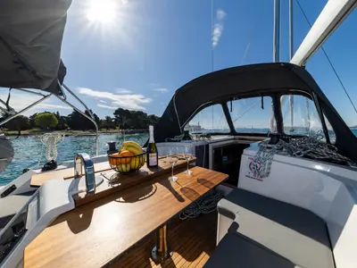 Deck of Martini, a Bavaria C38 sailboat at Zadar, Croatia
