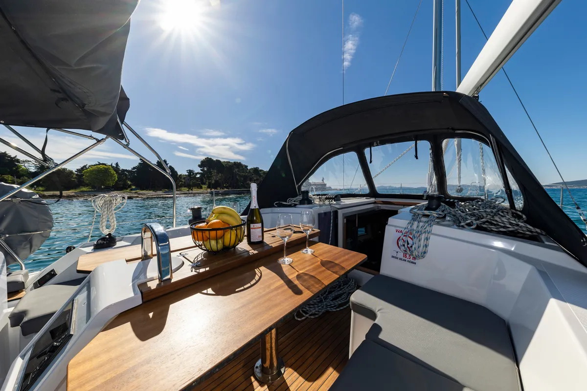 Deck of Martini, a Bavaria C38 sailboat at Zadar, Croatia