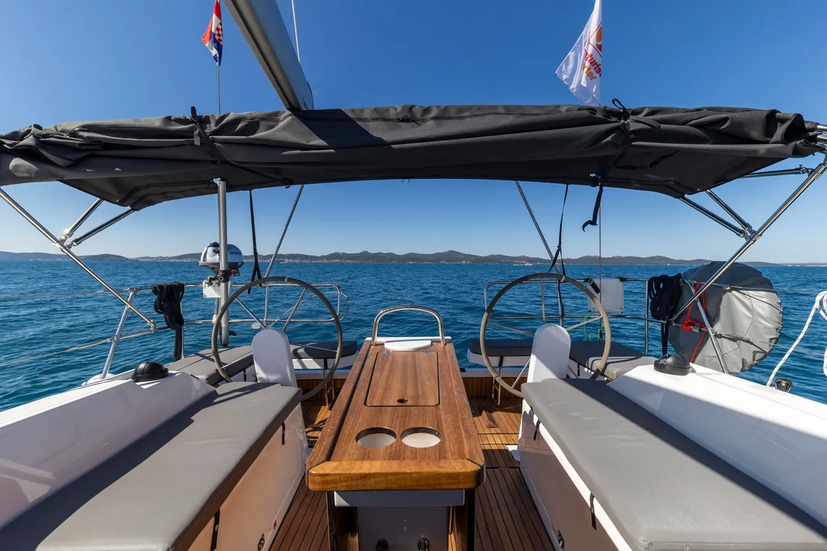 Exterior view of Martini, a Bavaria C38 sailboat at Zadar, Croatia