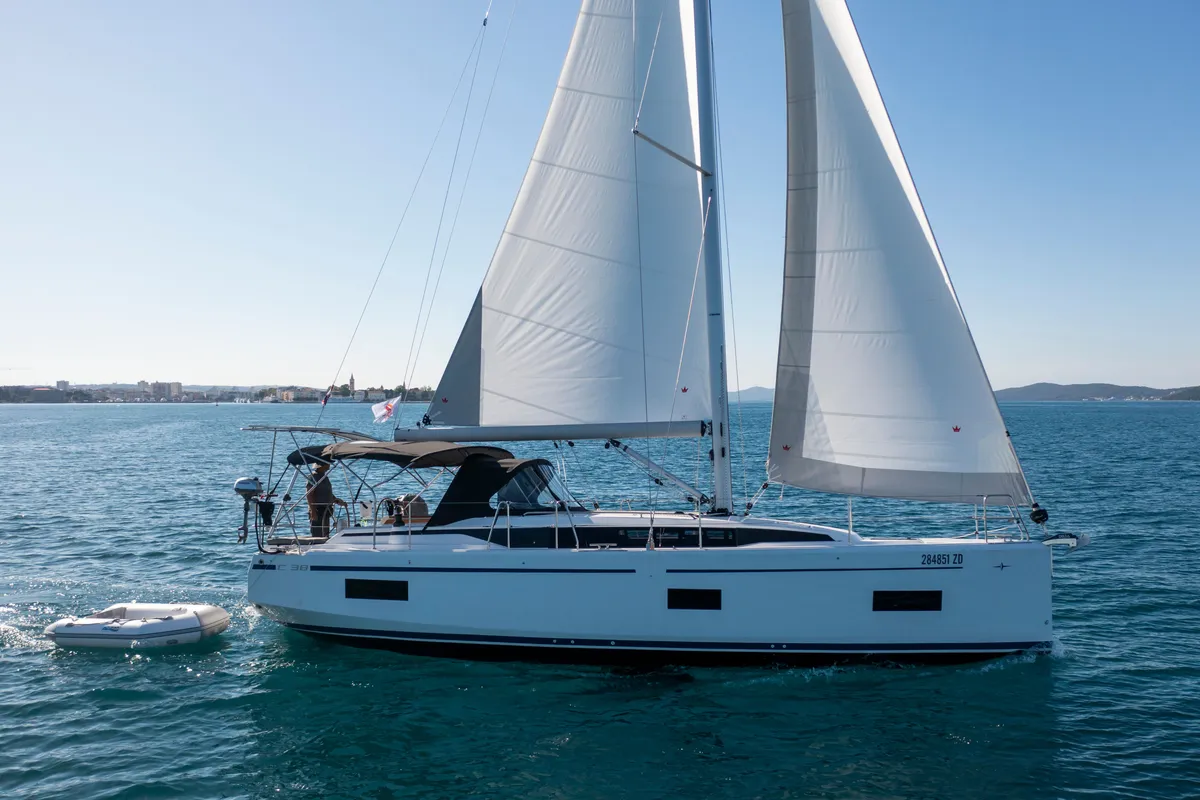 Deck of Martini, a Bavaria C38 sailboat at Zadar, Croatia