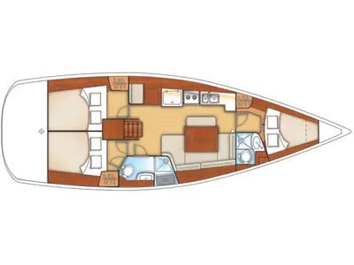 Floor plan of Anassa, a Beneteau Oceanis 40 sailboat at Volos, Greece