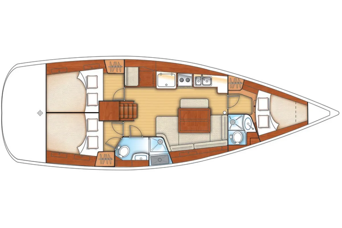 Floor plan of Anassa, a Beneteau Oceanis 40 sailboat at Volos, Greece