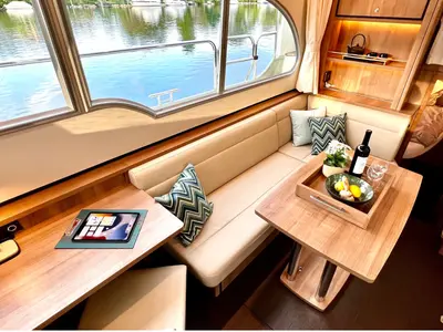 Salon of L'Areuse, a Linssen Grand Sturdy 35.0 AC motorboat at Le Landeron, Switzerland