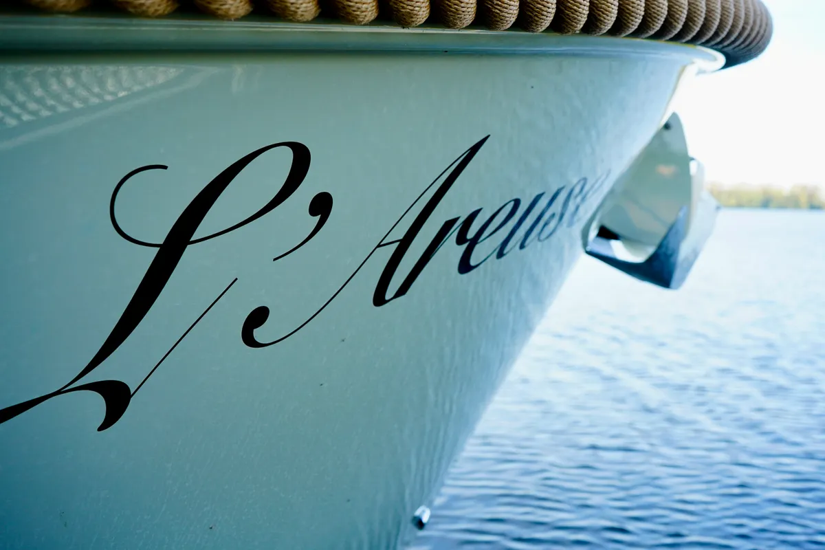 L'Areuse, a Linssen Grand Sturdy 35.0 AC motorboat at Le Landeron, Switzerland