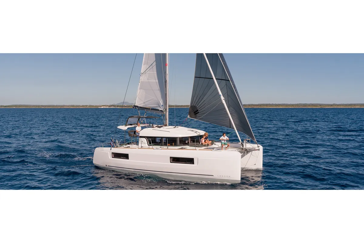 Agora', a Lagoon 40 catamaran at Bocca di Magra, Italy