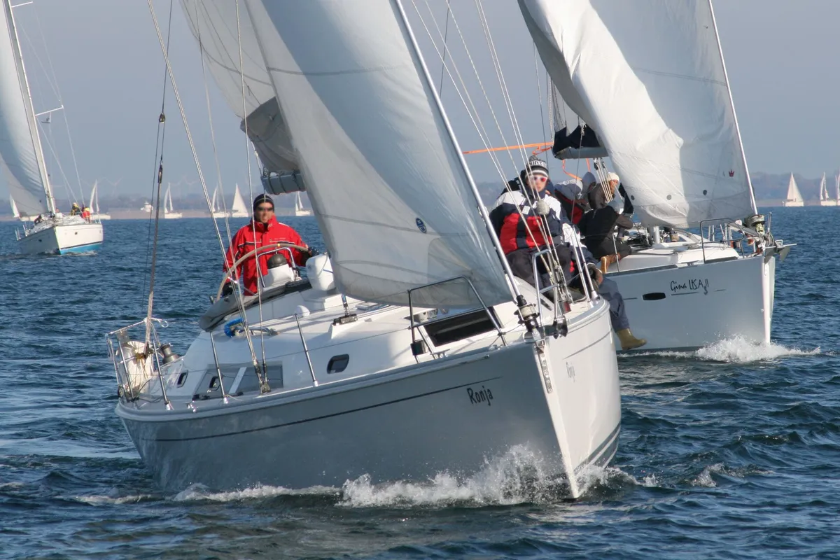 Exterior view of Ronja, a Hanse 370 sailboat at Barth, Germany