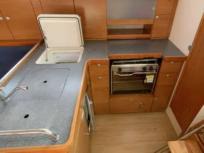 Cabin on Ronja, a Hanse 370 sailboat at Barth, Germany