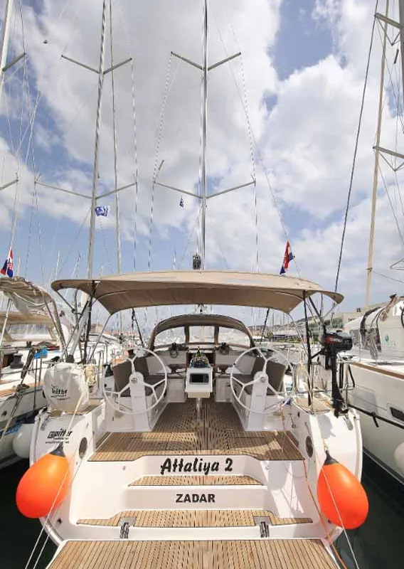 Exterior view of Attalya 2, a Bavaria Cruiser 46 sailboat at Murter, Croatia