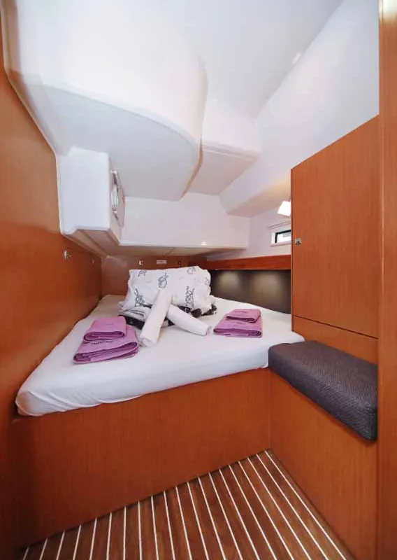 Cabin on Attalya 2, a Bavaria Cruiser 46 sailboat at Murter, Croatia