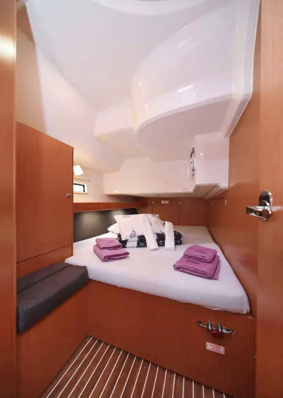 Cabin on Attalya 2, a Bavaria Cruiser 46 sailboat at Murter, Croatia