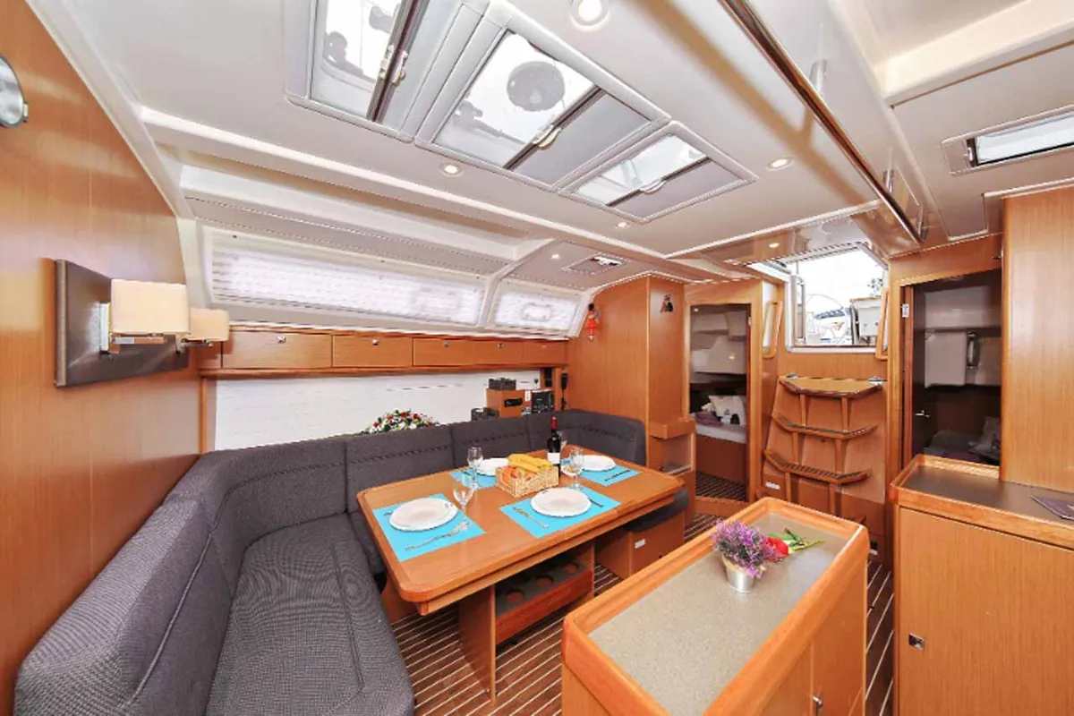 Salon of Attalya 2, a Bavaria Cruiser 46 sailboat at Murter, Croatia