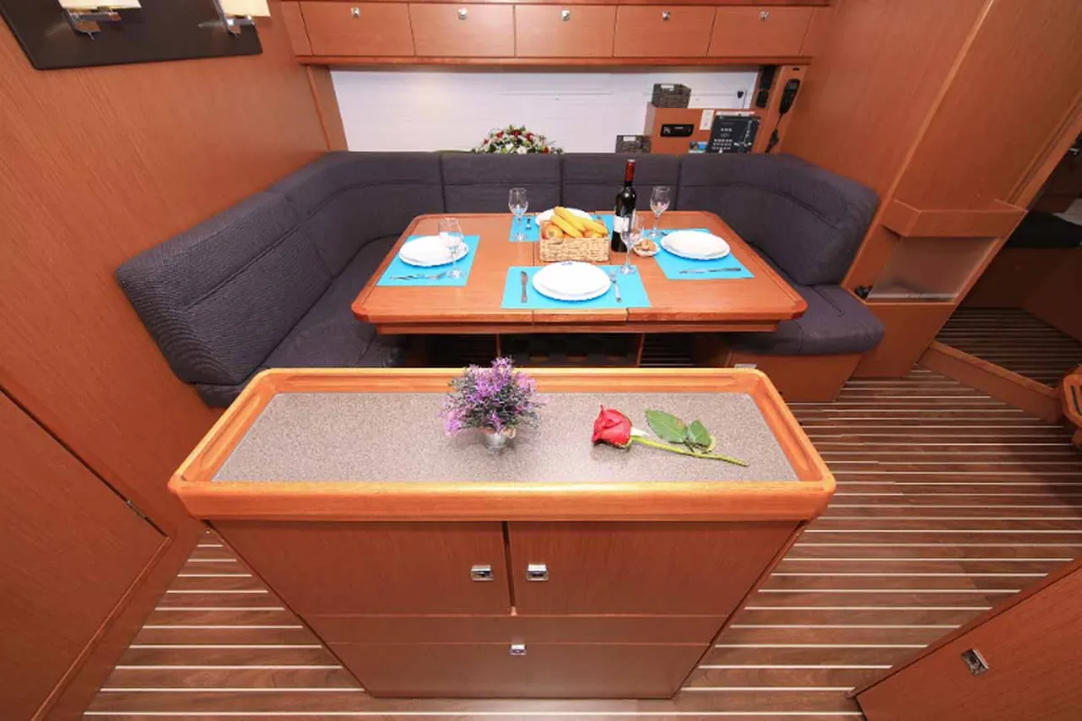 Salon of Attalya 2, a Bavaria Cruiser 46 sailboat at Murter, Croatia