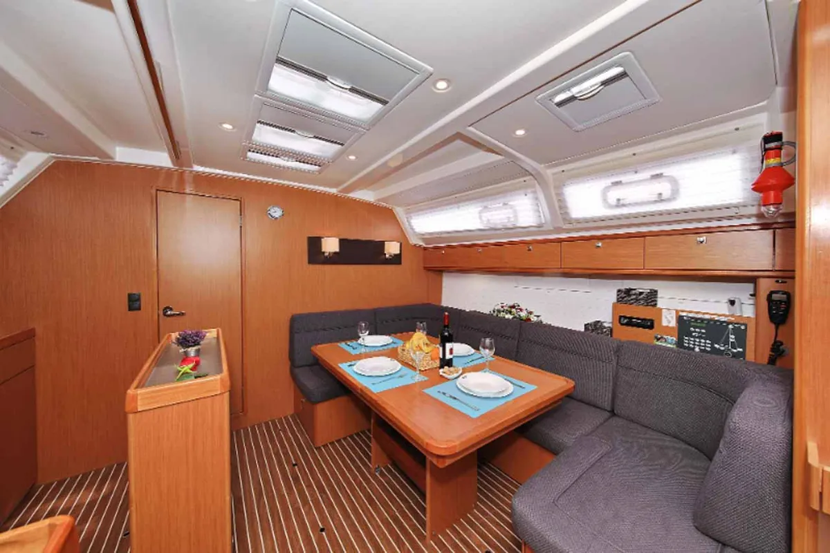 Salon of Attalya 2, a Bavaria Cruiser 46 sailboat at Murter, Croatia