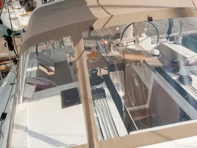 Deck of Rose Royce, a Beneteau Oceanis 41.1 sailboat at Municipal Unit of Lefkada, Greece