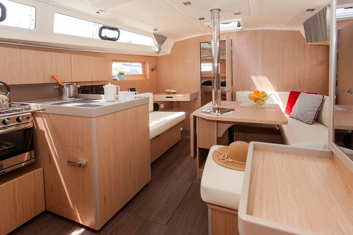 Salon of Rose Royce, a Beneteau Oceanis 41.1 sailboat at Municipal Unit of Lefkada, Greece